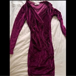 Velvet V-Neck Maternity Dress